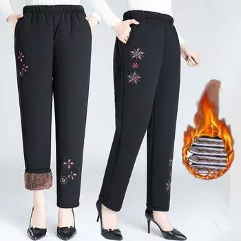 Женские повседневные бархатные брюки с высокой талией, толстые плюшевые брюки, осенне-зимние прямые теплые брюки XL