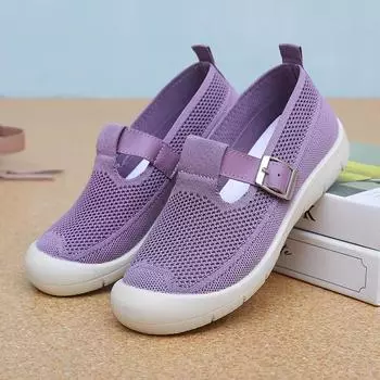 Женские повседневные беговые дышащие трикотажные летние сетчатые спортивные повседневные сандалии для мам 35 чёрный