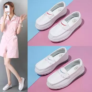 Женские повседневные белые кроссовки на танкетке, мягкие туфли на платформе для медсестер, модные, дышащие, удобные, нескользящие, для кормления, большой размер 41 35