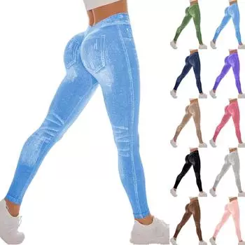 Женские повседневные бесшовные брюки для фитнеса с утягивающей спиной и V-образным вырезом для йоги L чёрный