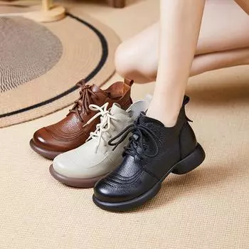 Женские повседневные ботильоны на шнуровке, удобные повседневные зимние ботинки на платформе и толстом каблуке, короткие женские ботинки с высоким берцем, деловая обувь 35