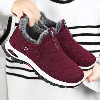 Женские повседневные ботильоны, нескользящие высокие кроссовки с меховой подкладкой, зимняя теплая обувь для ходьбы на открытом воздухе и в помещении, зимние ботинки с плюшевой подкладкой для женщин 36