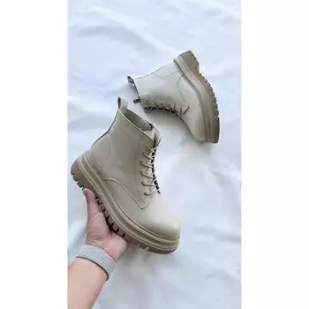 Женские повседневные ботинки из натуральной кожи на высокой подошве