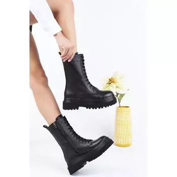 Женские повседневные ботинки из натуральной кожи на высокой подошве