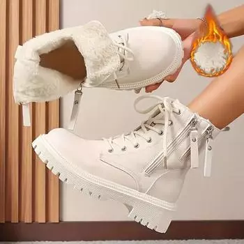 Женские повседневные ботинки на шнуровке зимние замшевые ботинки для снега 35 чёрный