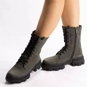 Женские повседневные ботинки на толстой подошве из натуральной нубуковой кожи