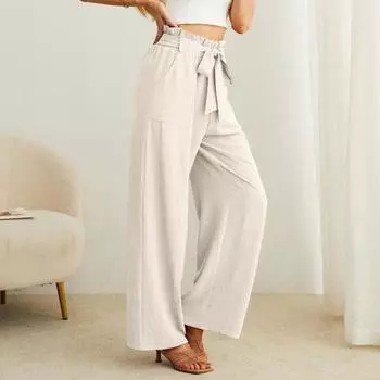 Женские повседневные брюки, эластичные, с высокой талией, прямые, широкие, длинные брюки, с карманами, однотонные спортивные брюки, уличная одежда M хаки