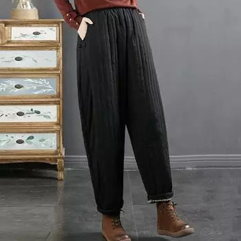 Женские повседневные брюки, эластичные, с высокой талией, свободный крой, утолщенные спортивные брюки с карманами, однотонные повседневные брюки XL серый