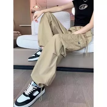 Женские повседневные брюки для бега, однотонные брюки с низкой талией, широкие мешковатые брюки на шнурке, уличная одежда Y2k, свободные спортивные штаны XXL чёрный