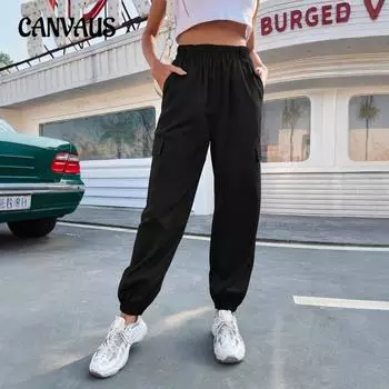 Женские повседневные брюки Haren с высокой талией и завязками S чёрный