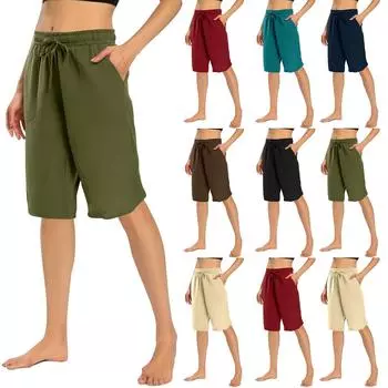 Женские повседневные брюки из хлопка и пеньки с высокой талией и широкими штанинами на шнурке XXL