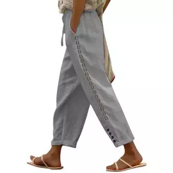 Женские повседневные брюки, легкие, дышащие, универсальные брюки с регулируемой резинкой на талии, удобные карманы, повседневная одежда M серый