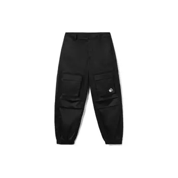 Женские повседневные брюки Li Ning Sports Lifestyle Series с принтом в виде мультфильма, несколькими карманами и манжетами, черные AKXR126-1 M