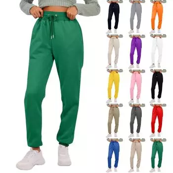 Женские повседневные брюки однотонные свободные эластичные ремни с карманами спортивные спортивные штаны XL фиолетовый