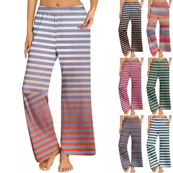 Женские повседневные брюки прямого кроя с эластичным поясом и принтом L темно-зеленого