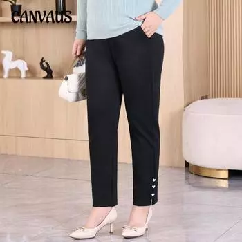 Женские повседневные брюки прямого покроя больших размеров на осень и зиму XL чёрный