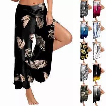 Женские повседневные брюки с эластичной резинкой на талии и принтом, спортивные брюки Slim Fit L бежевый