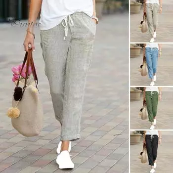 Женские повседневные брюки с эластичной резинкой на талии, длинные брюки с карманами, однотонные офисные женские брюки, уличная одежда 2XL серый