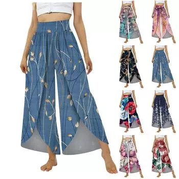 Женские повседневные брюки с эластичной резинкой на талии и принтом, брюки для йоги, женские брюки XXL