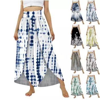 Женские повседневные брюки с эластичной резинкой на талии и цветным принтом, облегающие спортивные женские брюки XL чёрный