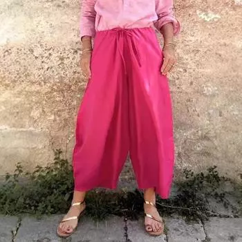 Женские повседневные брюки с эластичной резинкой на талии, однотонные, свободные, шаровары M чёрный