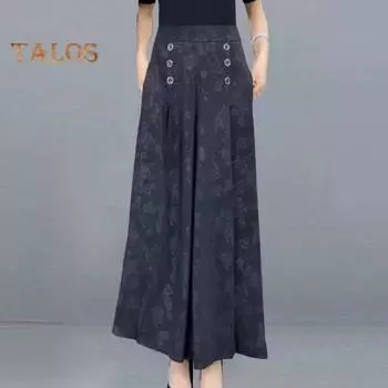 Женские повседневные брюки с цветочным принтом и усиленными карманами, повседневные широкие брюки средней посадки с принтом, уличная одежда 3XL темно-зеленого