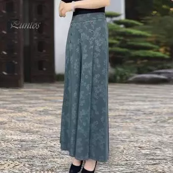 Женские повседневные брюки с цветочным принтом и усиленными карманами, повседневные широкие брюки средней посадки с принтом, уличная одежда 3XL темно-зеленого