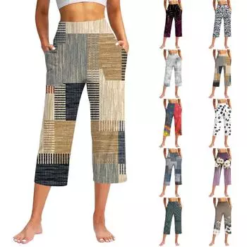 Женские повседневные брюки с карманами и высокой талией, спортивные штаны Seven Pants L синий