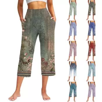 Женские повседневные брюки с карманами и высокой талией, спортивные штаны Seven Pants XXL зелёный