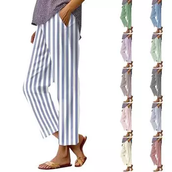 Женские повседневные брюки с модными карманами и эластичной резинкой на талии L чёрный