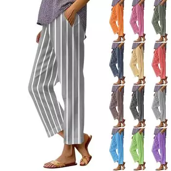 Женские повседневные брюки с модными карманами и эластичной резинкой на талии L