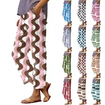 Женские повседневные брюки с модными карманами и эластичной резинкой на талии XL красный