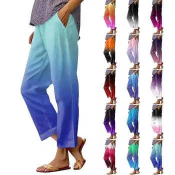 Женские повседневные брюки с модными карманами и эластичной резинкой на талии XXXXL синий