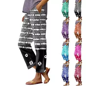 Женские повседневные брюки с модными карманами и эластичной резинкой на талии L синий