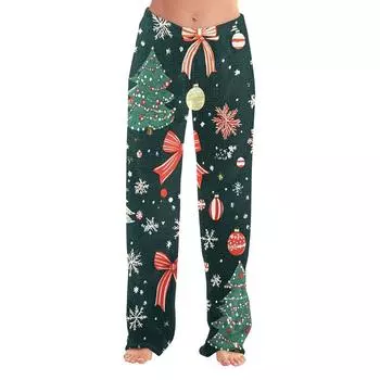 Женские повседневные брюки с принтом на Хэллоуин, эластичные брюки с завязками на талии L армия зеленый