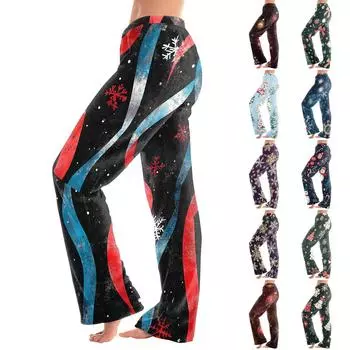 Женские повседневные брюки с принтом на Хэллоуин, эластичные брюки с завязками на талии L армия зеленый