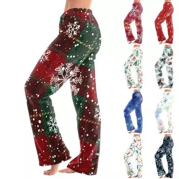 Женские повседневные брюки с принтом на Хэллоуин, эластичные брюки с завязками на талии L синий