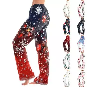 Женские повседневные брюки с принтом на Хэллоуин, эластичные брюки с завязками на талии L чёрный