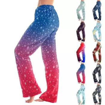 Женские повседневные брюки с принтом на Хэллоуин, эластичные брюки с завязками на талии L синий