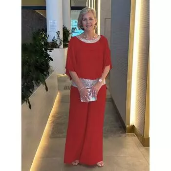 Женские повседневные брюки с принтом, рукавами 1/2, круглым вырезом, весенне-осенние, однотонные, брючные костюмы L чёрный