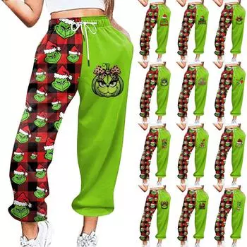 Женские повседневные брюки с принтом, спортивные штаны с высокой талией и завязками, с карманами L армия зеленый