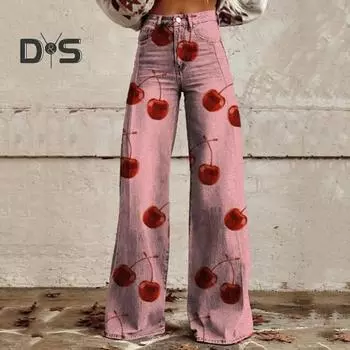 Женские повседневные брюки с широкими штанинами и карманами, свободные брюки на молнии и пуговицах, дышащая ткань, моющиеся нелиняющие прямые брюки, уличная одежда S розовый