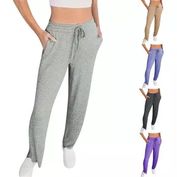 Женские повседневные брюки с высокой талией и карманами