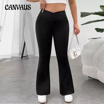 Женские повседневные брюки с высокой талией и эффектом подтяжки бедер, широкие брюки с микроклешем 1XL чёрный