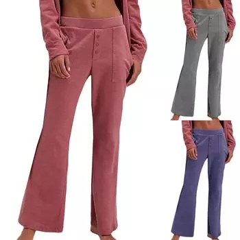 Женские повседневные брюки с высокой талией и боковыми карманами на завязках M синий