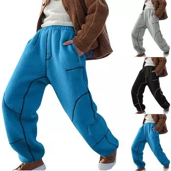 Женские повседневные брюки с высокой талией, однотонные свободные прямые брюки, женские брюки M чёрный