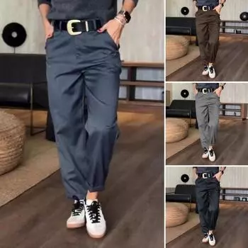 Женские повседневные брюки с высокой талией, однотонные свободные брюки с карманами, универсальный стиль, костюмные брюки XL темно-коричневого