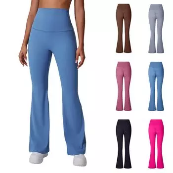 Женские повседневные брюки с высокой талией, утягивающие бедра, для занятий йогой и фитнесом, микроклеш, широкие брюки L чёрный