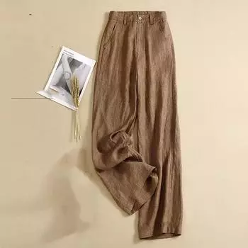 Женские повседневные брюки, широкие брюки с высокой талией и драпировкой, женские свободные повседневные тонкие прямые брюки большого размера, однотонные брюки L