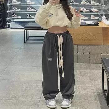 Женские повседневные брюки широкого кроя в стиле ретро High Street — большие размеры, свободный крой, утягивающие, модные спортивные брюки. XXXL